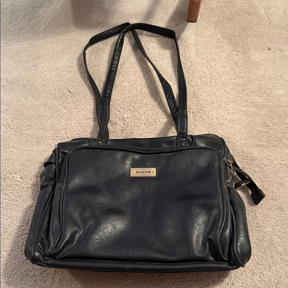 Bueno Classic Black Faux Leather Shoulder Bag